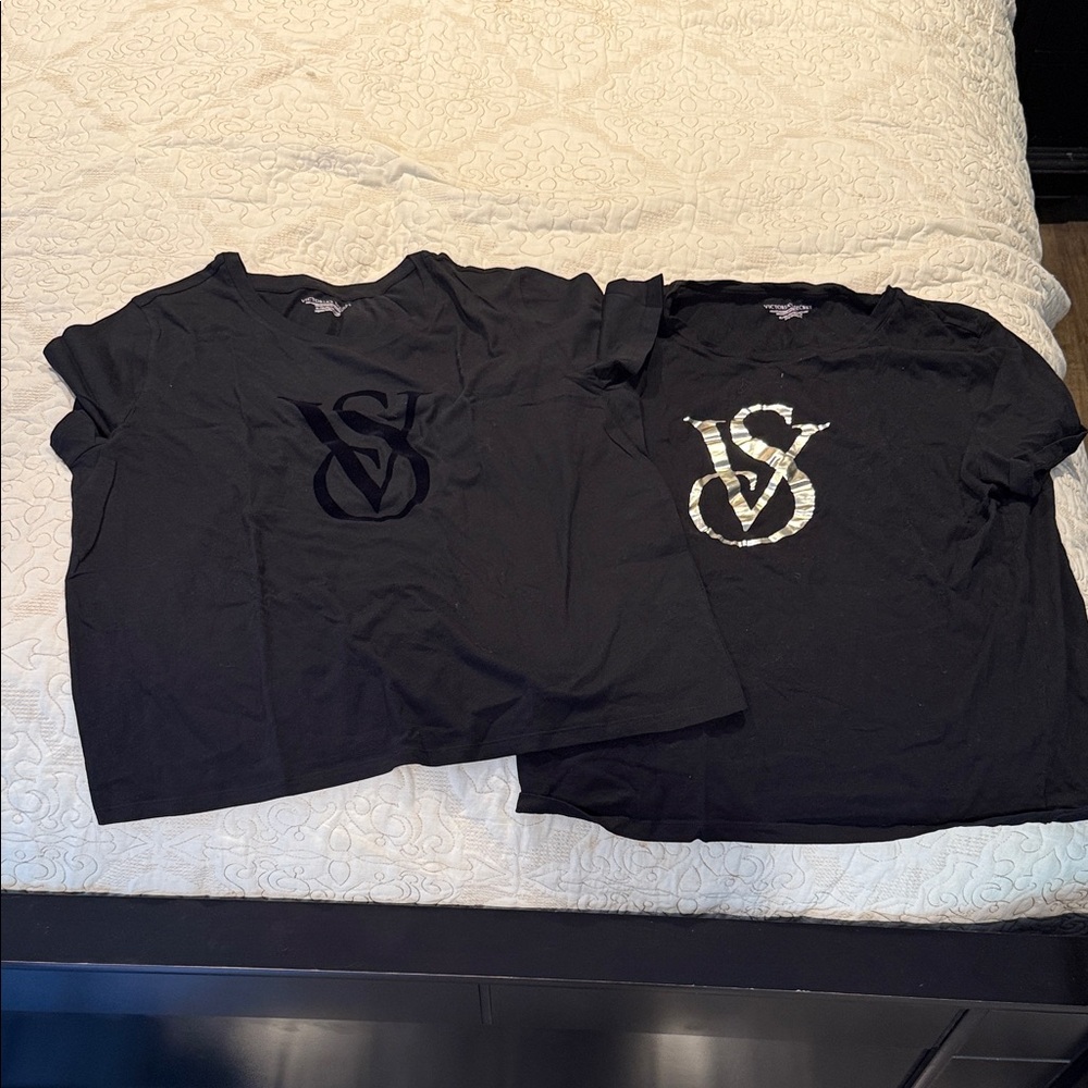 Victoria's Secret Black Pajama Tees with VS Logo